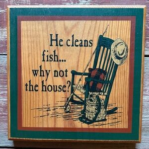 Decorative Wooden Sign with Fishing Theme